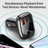 Baseus Bluetooth 5.0 FM Transmitter Car Kit Adapter MP3 Player Dual USB Charger