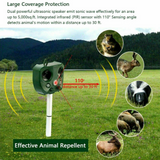 Solar Powered Ultrasonic Animal & Pets Repeller Motion Sensor Bird Rat Possum