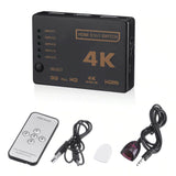 4K 1080P 5 Port HDMI HDTV Auto Switch Switcher Selector Splitter Hub iR Remote