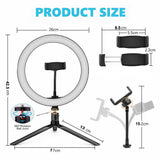 10" Phone Selfie LED Ring Light with Stand For Youtube Tiktok Makeup Video Live