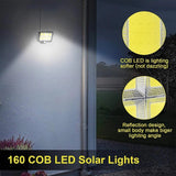 160LED Solar Powered PIR Motion Sensor Light Outdoor Garden Security Flood Lamp