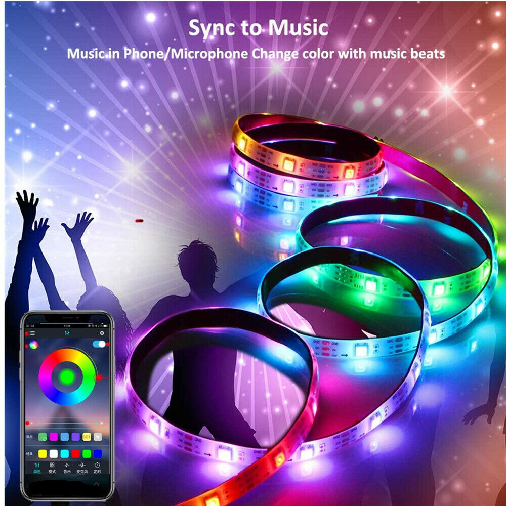 Bluetooth 3/5M RGB LED Strip Lights 5050 5V USB Color Changing TV PC B ...