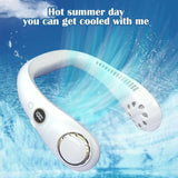 Rechargeable USB Neck Fan Neckband Leafless Cooling Cooler Dual Effect Portable