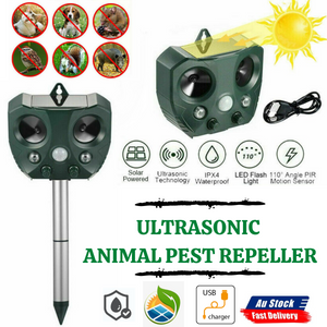 Solar Powered Ultrasonic Animal & Pets Repeller Motion Sensor Bird Rat Possum