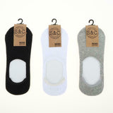 3/6/12 Pairs No Show Socks Men Black Grey White With Silicone Heel Grip