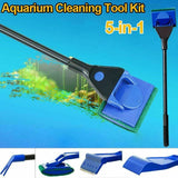 5 in1 Water Aquarium Cleaning Tool Fish Tank Gravel Vacuum Glass Cleaner Brush
