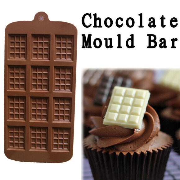 Chocolate Mold Mould Bar Break Apart Choc Block Ice Tray Silicone Cake Bake Mold