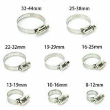 81X Stainless Steel Hose Clamps Clips Adjustable Range Worm Gear Pipe Clamp Kit