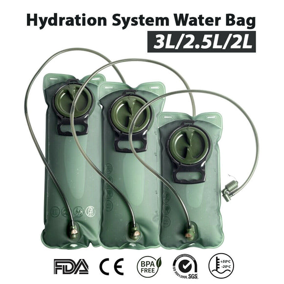 Hydration System Water Bladder Bag Camping Hiking Cycling Backpack 2/2.5/3L