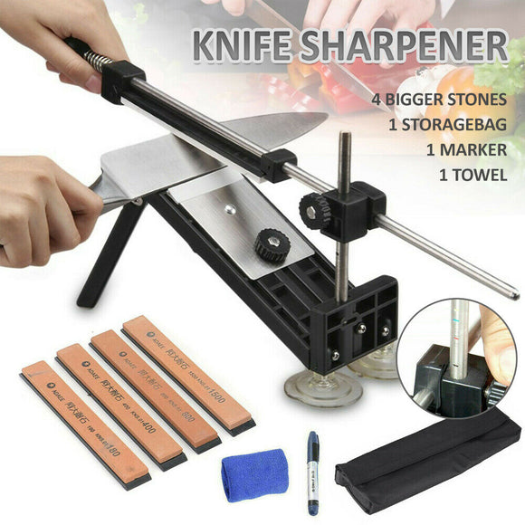 Professional Chef Knife Sharpener Kitchen Sharpening System Fix Angle 4 Stones