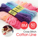 50 Colourful Egyptian Cross Stitch Cotton Sewing Skeins Embroidery Thread Floss