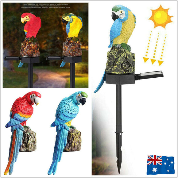 Solar Powered LED Garden Parrot Lights Outdoor Ornament Lawn Path Lamp Rainproof