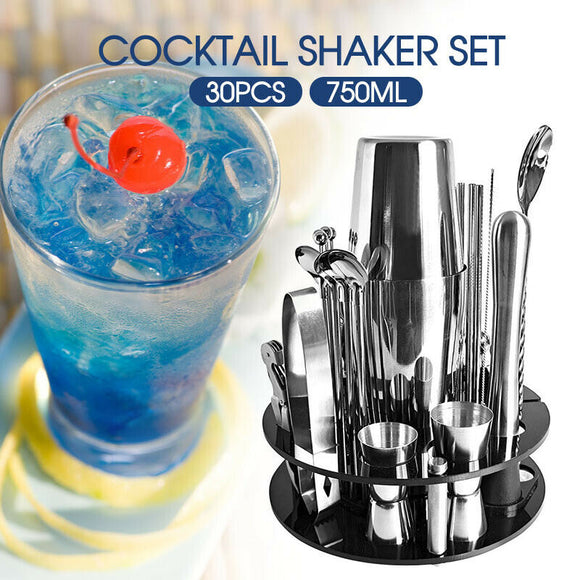 30pcs Bar Cocktail Shaker Set Stainless Mixer Boston Shaker Drink Making Kit