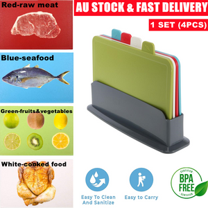 Coloured Chopping Board Set Cutting Boards Index With Stand Holder Juice Grooves