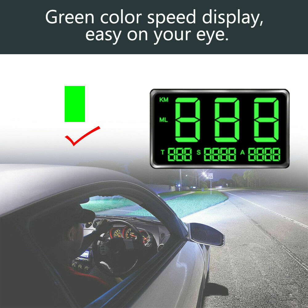 Universal HUD Head UP GPS Speedometer Digital Display Car Speed Warnin ...