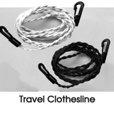 3x Travel Clothesline Clothes Line Pegless Washing Camping White/Black