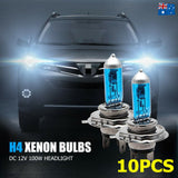 H4 HEADLIGHT GLOBES CAR LIGHT BULBS 100/90W 6000K 12V XENON SUPER WHITE (1 Pair)