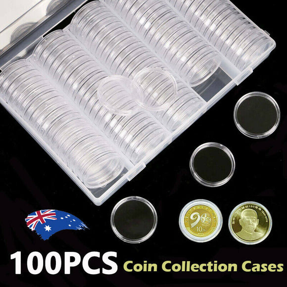 100PCS Australian Coin Collection Round Storage Cases Capsules Holder Album