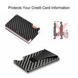 Men Slim Carbon Fiber Credit Card Holder Money Metal Clip RFID Blocking Wallet