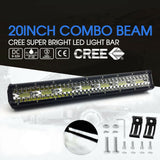 CREE LED Light Bar 20 inch Tri-row Spot Flood Combo Driving Off-road Truck 4WD