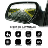 4Pcs Car Rear Mirror Side Window Waterproof Film Glass Films Anti-Fog Rain-Proof