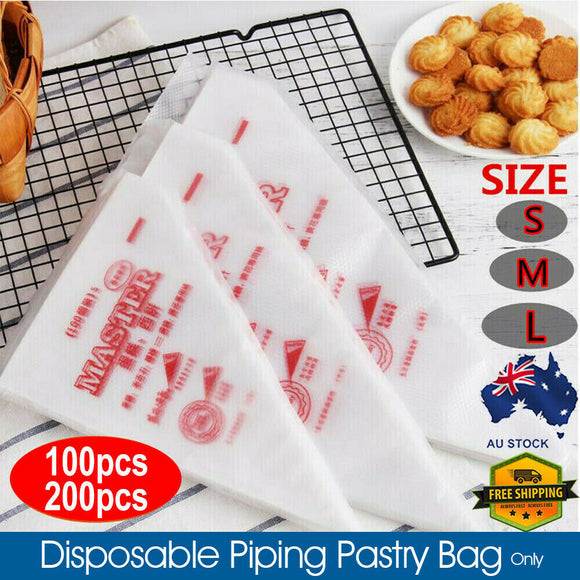 100X Plastic Disposable Piping Bags For Cake Decor Icing Frosting Piping