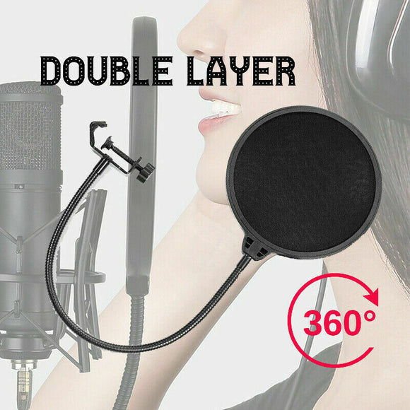 Double Layer Pop Filter Recording Studio Microphone Wind Screen Mask Shield