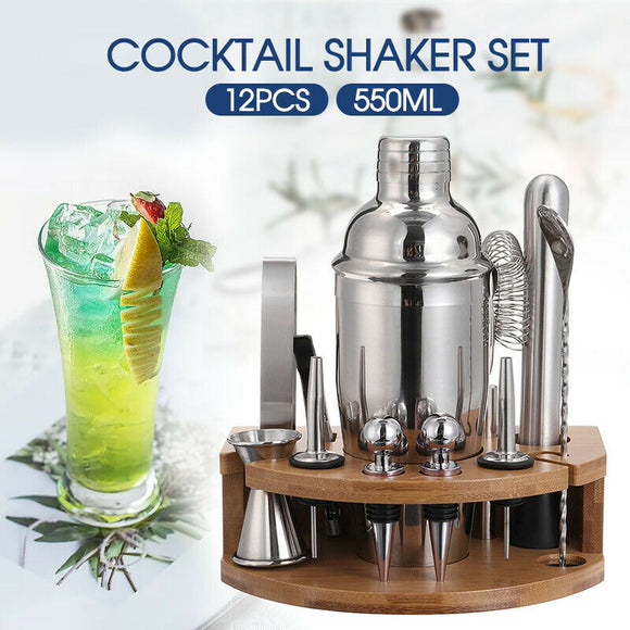 12PCS Cocktail Shaker Set Maker Mixer Martini Spirits Bar Strainer Bartender Kit