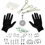 41 Pcs Professional Body Piercing Tool Kit Ear Nose Navel Nipple Needles Set