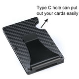 Men Slim Carbon Fiber Credit Card Holder Money Metal Clip RFID Blocking Wallet