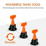 Tile Leveling System Clips Levelling Spacer Tiling Tool Floor Wall 50pcs + 2 Wrenches