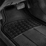 4 Pcs Universal Car Carpet Floor Mats Front Rear Rubber Black Textile Anti Slip