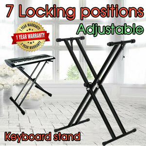 Folding Double Braced Adjustable X Style Music Piano Keyboard Stand Height