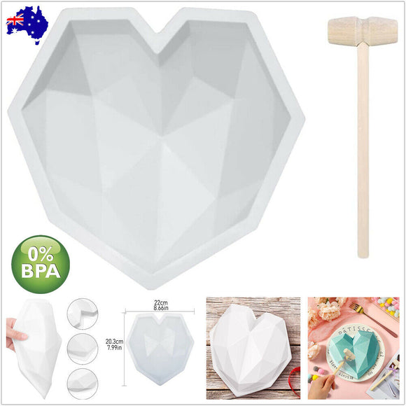 Large Heart Shape Candy Cake Chocolate Mould 3D Fondant Mold Silicone Craft DIY