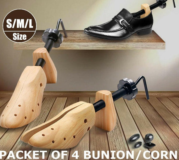 2-Way Wooden Shoes Stretcher Expander Shoe Timber Unisex Bunion Plugs