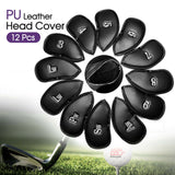12PCS Golf Club Iron Head Covers Set PU Leather Putter Headcover 3-SW Big Number