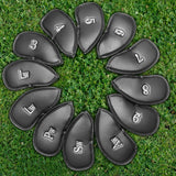 12PCS Golf Club Iron Head Covers Set PU Leather Putter Headcover 3-SW Big Number