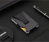 Men Slim Carbon Fiber Credit Card Holder Money Metal Clip RFID Blocking Wallet