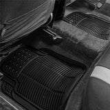 4 Pcs Universal Car Carpet Floor Mats Front Rear Rubber Black Textile Anti Slip