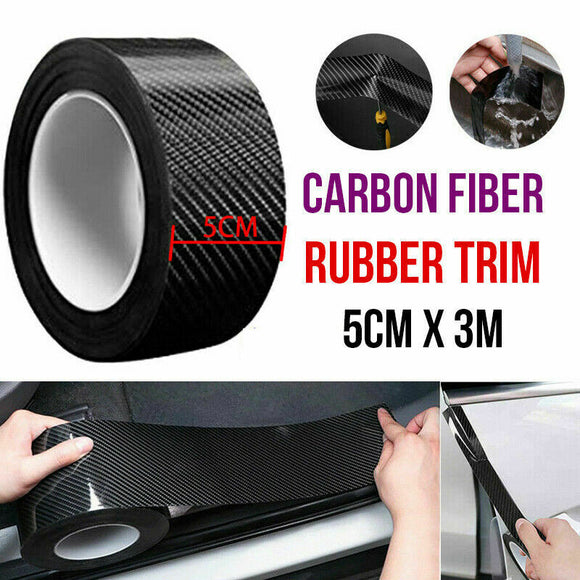 5CM*3M CarDoor Sill Protector Strip Carbon Fiber Bumper Sticker Rubber Trim Edge