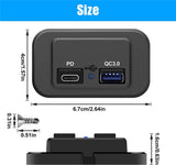 12/24V PD+QC3.0 Dual USB Type C Car Fast Charger Socket Power Outlet Waterproof