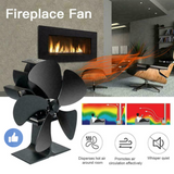 5 Blade Fan Heat Self-Powered Silent Eco Heater Wood Stove Tops Burner Fireplace