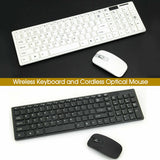 Wireless Keyboard and Cordless Optical Mouse for PC Laptop Win7/8/10 B & W Slim