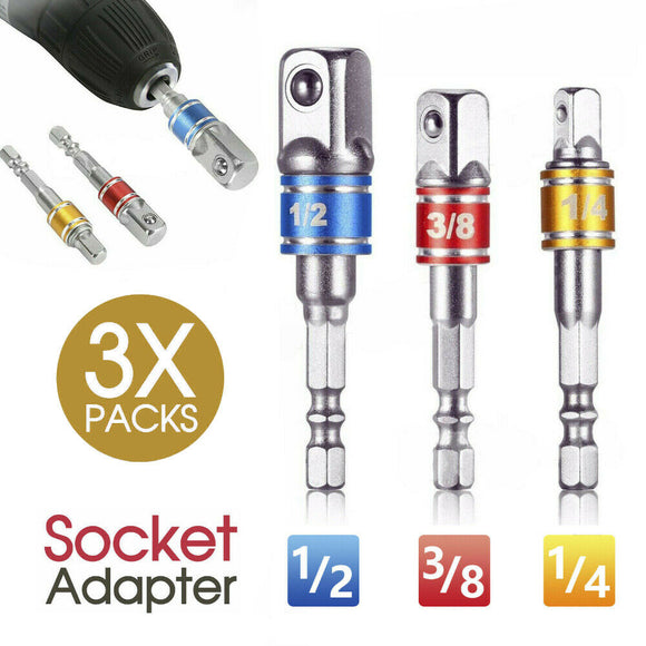 Socket Adaptor Set Driver Hex Shank Drill Bits 1/2