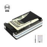 Men Slim Carbon Fiber Credit Card Holder Money Metal Clip RFID Blocking Wallet