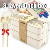 Bento 3-Layer Box Students Lunch Box Eco-Friendly Leakproof 900ml Food Container