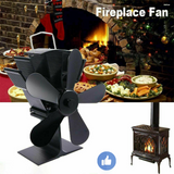 5 Blade Fan Heat Self-Powered Silent Eco Heater Wood Stove Tops Burner Fireplace