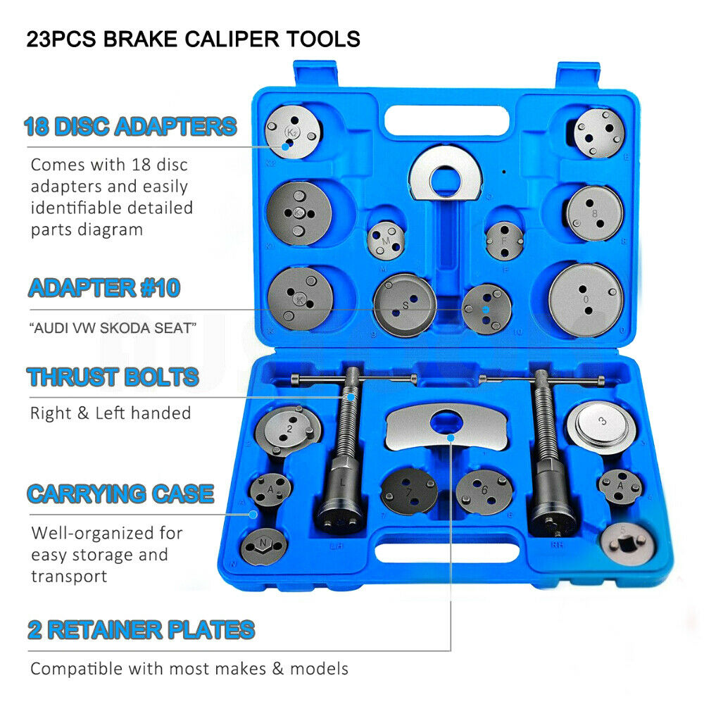 21 Pc Brake Caliper Piston Wind Back Tool Kit Left & Right Hand