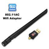 802.11ac AC600 USB WiFi Wireless Adapter Dongle WPS 5GHz Dual Band 5dBi Antenna