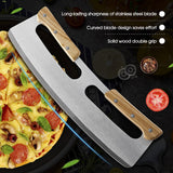 Kitchen Stainless Steel Pizza Cutter Rocker Blade Slicer 35CM +Protective Cover